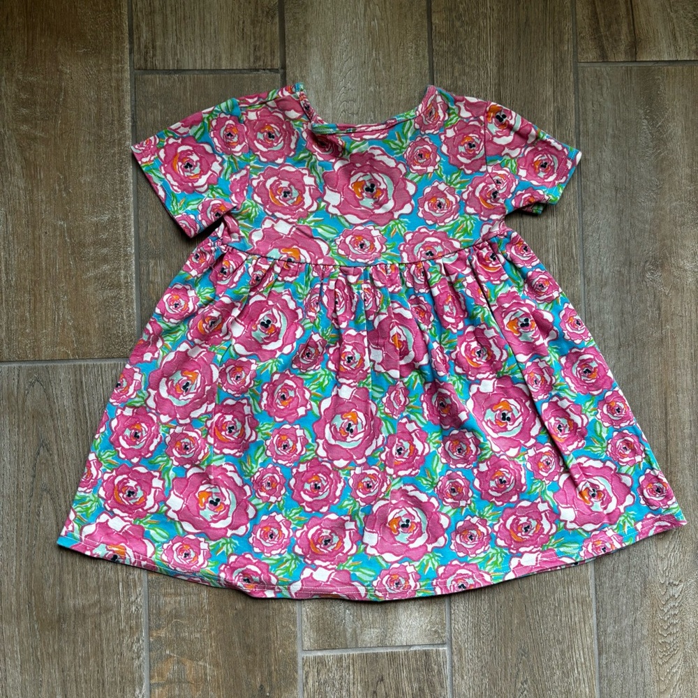 Lolly Wolly Doodle Pink and Green Rosette Dress Size 2/3 (XS) - Picture 2 of 5